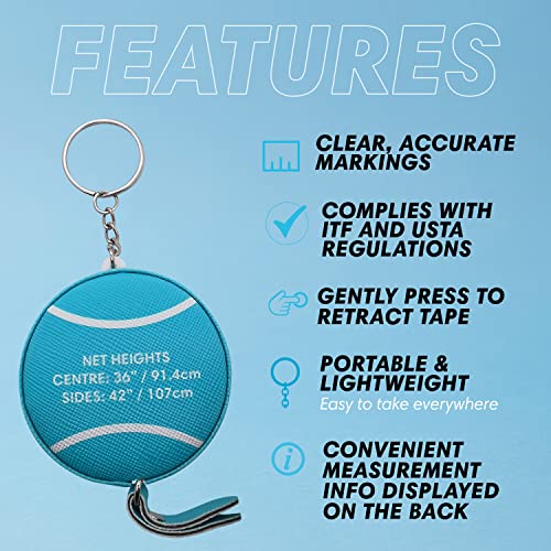 Scoring Right Net Checker Tennis Net Height Measuring Tape and Keyring - color: Blue
