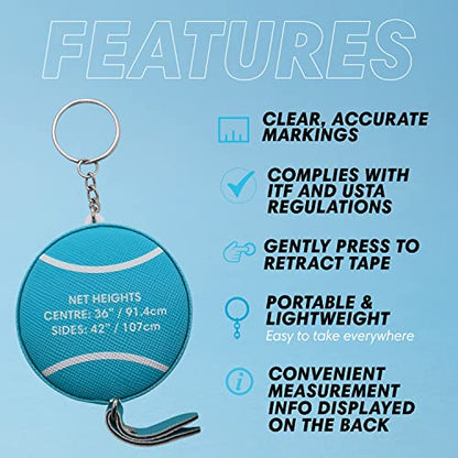 Scoring Right Net Checker Tennis Net Height Measuring Tape and Keyring - color: Blue