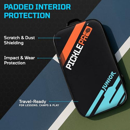 PicklePro Junior Pickleball Bag – Lightweight Pickleball Paddle Bag for Kids & Youth, Durable Oxford Cloth Paddle Case, Compact - Holds Up to 3 Paddles