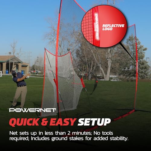 PowerNet Portable Sports Rebounder -Basketball, Volleyball, Soccer, Baseball, Softball and Lacrosse, Backyard & Garage Backstop, Indoor Outdoor Safety Net for Protection - style: 21.5x11.5 RED Net