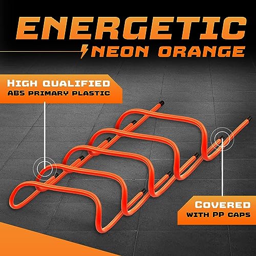 Yes4All Agility Speed Training Agility Hurdles for Athletes - 5 Pack - Speed and Agility Training Equipment for Soccer Basketball Football Hurdle Training - color: B. Set 10 Hurdles Neon Orange
