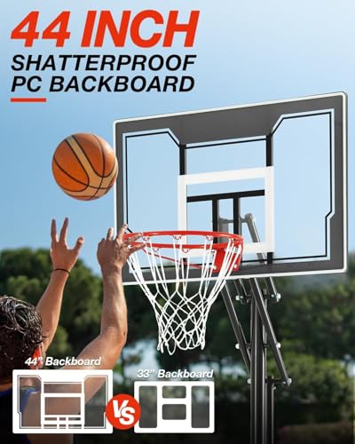 Basketball Hoop Outdoor with 33 Inch Shatterproof Backboard, Portable Basketball Goal System - style: 4.8-10FT (Gray)