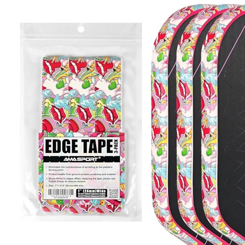 PICKLETECH Pickleball Edge Guard Tape – Pink Unicorn Pattern Edge Tape for Pickleball Paddle - Fit Perfectly Curved Edge - No Wrinkling - color: Unicorn Pop Art, size: Width 26mm