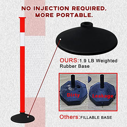 2 Pack Traffic Delineator Post Cones with Weighted Base, Adjustable Orange Safety Cones with Reflective Collars & Plastic Chains, Construction Parking Barrier Cones for Driving Practice Driveway Road