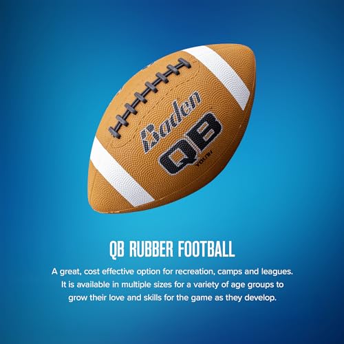 Baden QB Rubber Football | Molded Rubber Cover and Laces Holds up to Tough Conditions | Ideal for Backyard Play, Camps & Leagues | Brown | Pee-Wee, Junior, Youth, Official Sizes - size: Youth Size 7, style: Single Ball