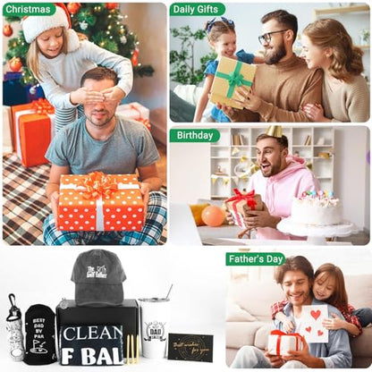 SAIWEILAI ONLINE 12 Pieces Golf Gifts for Dad Dads Christmas Gifts Funny Golf Father Gift for Dad Men Including Tumbler Mug Socks Towel Bag Ball Tee Holder Hat and Clip - style: Men