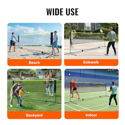 VEVOR Badminton Net, Height Adjustable Volleyball Net, Wide Foldable Pickleball Net, Portable Easy Setup Tennis Net Set with Poles, Stand and Carry Bag, for Kids Backyard Game Indoor Outdoor Use - size: 10ft