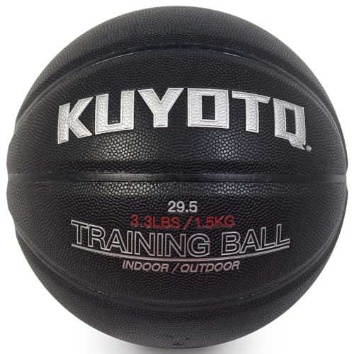 KUYOTQ 3LBS/3.3LBS/2.2LBS Weighted Heavy Training Basketball 29.5/28.5" in and Outdoor Improving Handling Dribbling Passing Rebounding Skill Composite Size 7/6 Weighted Training Basketball Equipment - color: Black, size: Size 7 Adult & Pro - 29.5"-3.3LBS