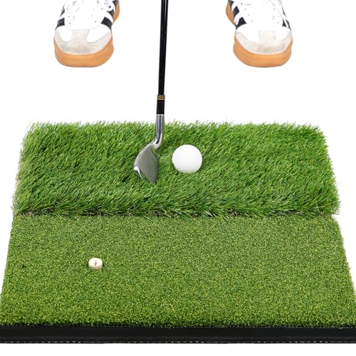 Premium Golf Hitting Mat, 10mm Foam Padding with Rubber Backing Golf Mat, Golf Practice Mat for Indoor and Outdoor Training - style: Larger Dual-Turf Mat