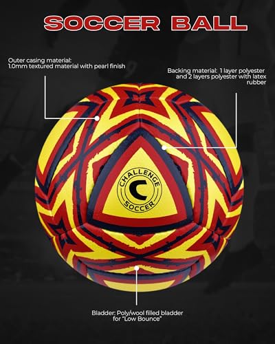 ZALLY Futsal Ball – Hand Sewn Indoor Soccer Ball with Low Bounce Poly/Wool Bladder & Textured Surface for Control on Futsal Courts & Gym Floors