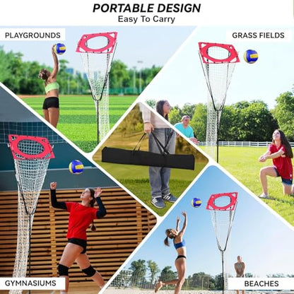 Volleyball Setter Trainer Net,Portable Training Net Equipment with Adjustable Height and Angle for Indoor&Outdoor Practice,Sturdy Footed Base for Serving,Spiking and Setting Training for Backyard,Gym