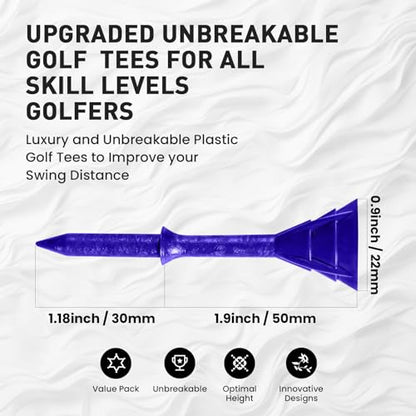 Amy Sport Golf Tees Plastic 3 1/4 inch Upgrade Unbreakable Bulk 30 Pack Reduce Friction Side Spin Durable Stable 83 mm Long Tee for Golfer Practice - color: Blue