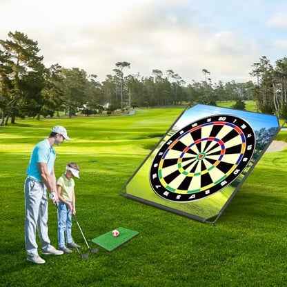 BaiYuan Portable Golf Chipping Game Set for Dads & Junior Golfers, Indoor, Outdoor Backyard & Lawn Fun with 24 Sticky Balls, Putting Mat, 2 Putter & Carry Bag - Family Golf Gifts - size: 65"x65"
