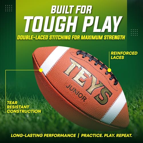 Game Football - Premium Composite Leather & Enhanced Grip (Sizes -Peewee, Junior, Youth, Official) - size: Junior