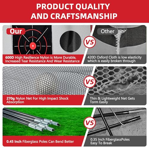 10x7ft Golf Practice Net with Chipping Target, Foldable Mat, 8 Tees & 6 Balls – All-in-One Golf Hitting Net for Backyard, Indoor Outdoor Use, Includes Carry Bag for Easy Storage