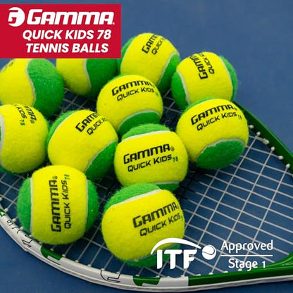 GAMMA Quick Kids Training Tennis Balls for Kids & Beginners, Low-Compression Core Reduces Speed & Bounce, Great for Tennis Practice, USTA & ITF Approved for 10 & Under Tournaments Parent - size: 12 Bag, style: Quick Kids 78
