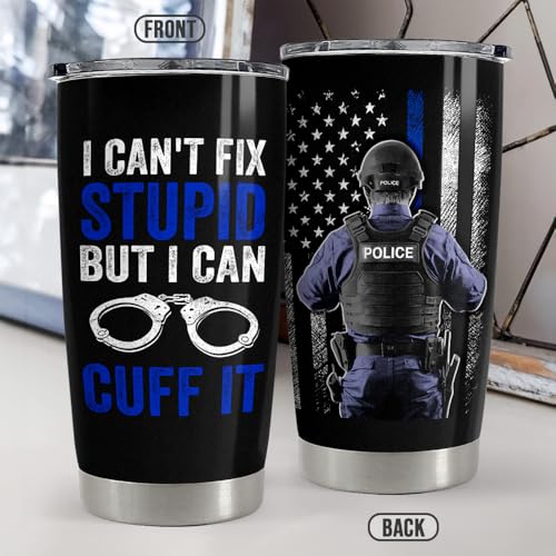 Police Tumbler 20oz Stainless Steel Insulated Coffee Travel Mug Cup Police Officer Gifts for Men Dad Husband on Birthday Christmas Fathers Day - color: Police