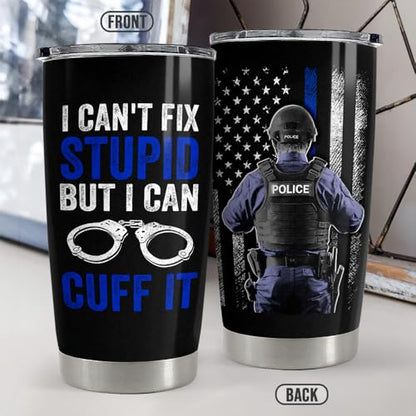 Police Tumbler 20oz Stainless Steel Insulated Coffee Travel Mug Cup Police Officer Gifts for Men Dad Husband on Birthday Christmas Fathers Day - color: Police