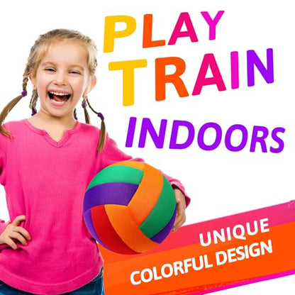 Soft Indoor Volleyballs for Girls Youth Beginners Trainer Fabric Light First Learning Volleyballs Safe Quiet Practicing Inside the House Birthday Easter Gifts - color: Colorful