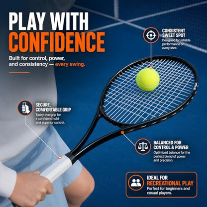 Strena Tennis Racket Set for Adults (2 Pack) – 27” Lightweight Recreational Racquets with Carry Bag – 4 1/4 Grip – Beginner & Casual Play
