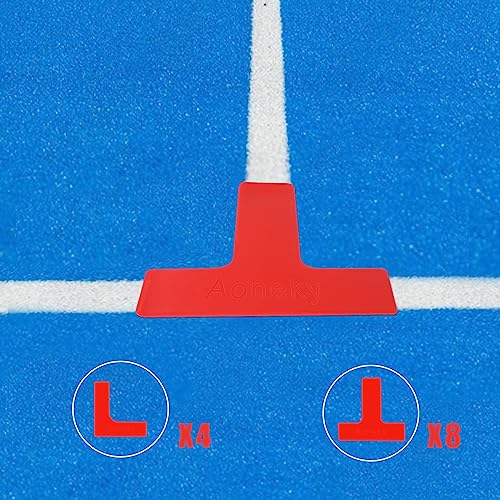 Aoneky Portable Pickleball Court Line Markers Kit, 12-Pack PVC Boundary Markers with 4 L-Shaped & 8 T-Shaped Corners for Outdoor Driveway Backyard Tennis Badminton, No Tape Needed, Reusable