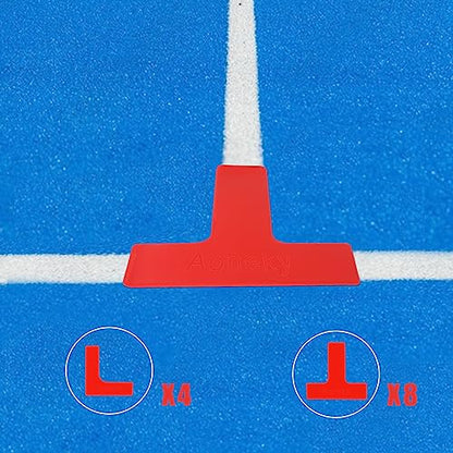 Aoneky Portable Pickleball Court Line Markers Kit, 12-Pack PVC Boundary Markers with 4 L-Shaped & 8 T-Shaped Corners for Outdoor Driveway Backyard Tennis Badminton, No Tape Needed, Reusable
