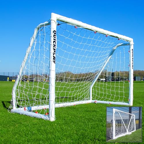 QuickPlay Q-Fold Match Soccer Goal – 30-Second Folding Design for Easy Setup | Portable Net for Backyard | Weatherproof Goal Post for Adults & Kids – [Single Goal] - style: 6 x 4'