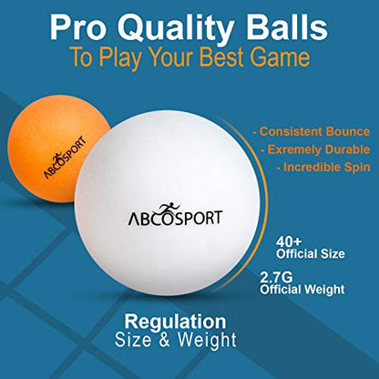 Abco Tech Table Tennis Set - Ping Pong Paddles and Balls for Professional and Recreational Play - Durable Design for Tournaments and Home Games - Portable for Family Fun and Practice