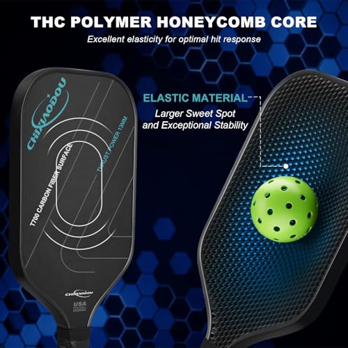 Pickleball Paddles, Multi-Layer T700 Textured Carbon Fiber Pickleball Paddle, 2-Types of Thickenesses, USAPA Approved Carbon Fiber Surface Pickle Ball Paddle, Strong Power, Stability and Spin Surface - size: 13MM