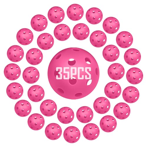 35 Pack Practice Golf Balls Limited Flight Plastic Golf Balls 42mm Practice Golf Balls for Backyard Golf Training Balls for Swing Practice, Airflow Hollow (Multiple Colors) - color: HOT PINK