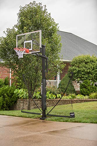 Silverback Basketball Yard Guard Defensive Net System Rebounder with Foldable Net and Arms into Pole, White/Black, Large