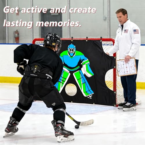 Ice Hockey Shooting Target: Quick Install Precision Practice Waterproof Training Aid Improve Accuracy for Outdoor Indoor Sport Field Teens Adult Coach Players - size: 72x48"