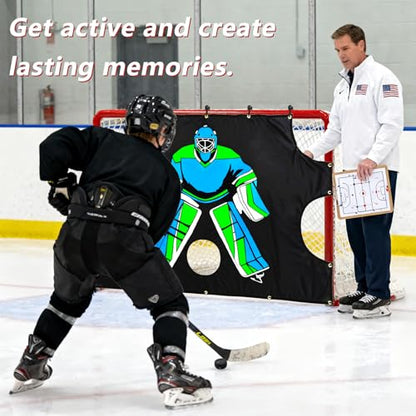 Ice Hockey Shooting Target: Quick Install Precision Practice Waterproof Training Aid Improve Accuracy for Outdoor Indoor Sport Field Teens Adult Coach Players - size: 72x48"