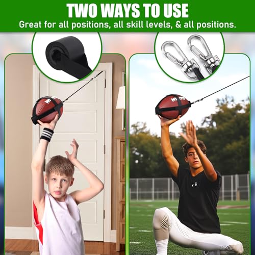TOBWOLF American Football Throw Trainer, Youth Football Practice Equipment Improve Throwing & Catching, Pass Back Trainer Football Net Indoors/Outdoors Fit Official Size