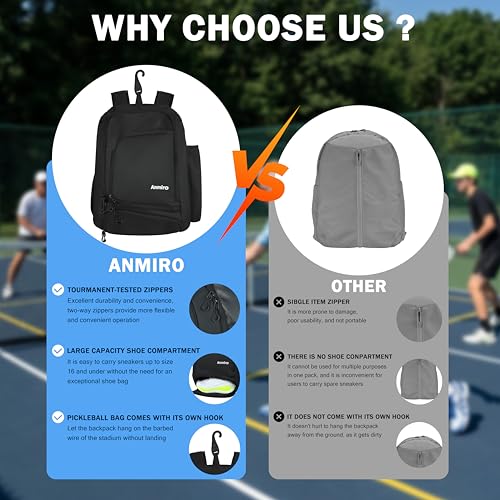 Pickleball Bag-50L Large Capacity, Padel Backpack with Shoe Compartment ＆ Retractable Cup Pockets, Fits 4-10 Paddles, Versatile, Black