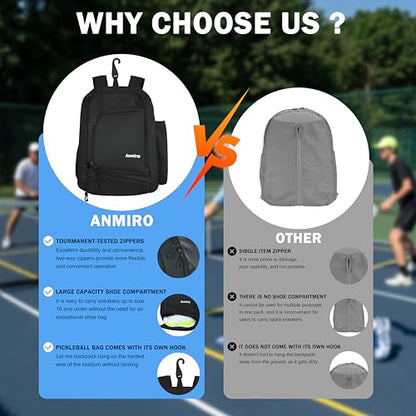 Pickleball Bag-50L Large Capacity, Padel Backpack with Shoe Compartment ＆ Retractable Cup Pockets, Fits 4-10 Paddles, Versatile, Black