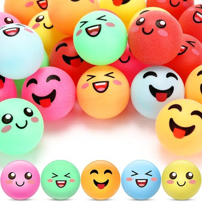 24 PCS Table Tennis Balls Novelty Face 3 Special Emotion Cute Table Tennis Balls Accessories for All Golfers Christmas Birthday Gift Fun Table Tennis Gift - color: Multicolor