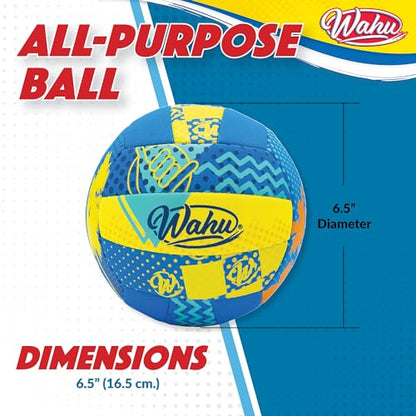 Wahu 100% Waterproof All-Purpose Pool Ball for Beach Volleyball, Soccer, and More, 6.5" Round Water Ball for Beach and Pool Sports Games