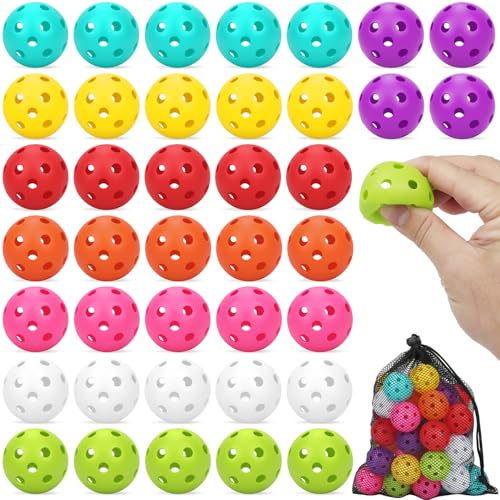 Coopay 20/40/80 Pack Mini Plastic Practice Baseballs, 1.65inch Small Soft Training Balls with Drawstring Bag for Baseball Hitting, Pitching & Batting Training, Indoor & Outdoor - color: Multicolor, style: 40 Pack