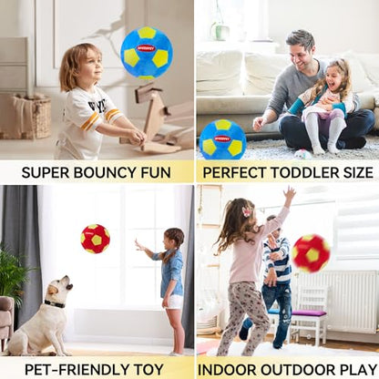 2 Pack Indoor Soccer Ball Size 4,Kids Soccer Ball Padded for Inside Your Home,Soft and Safe Foam Ball for Toddlers,Size 4 Soccer Balls Includes Pump and net,Best Gift for Boys and Girls