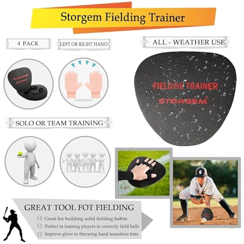 Storgem Softhands Baseball Fielding Trainer,Two-Hands Foam Mitts - style: 4 Packs