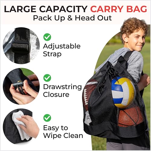 5 Pcs Sport Balls Set Official Size Athletic Balls Include Soccer, Football, Basketball, Volleyball, Playground Ball, Kickball Set, Ball Pump for Indoor Outdoor Game Youth Adult