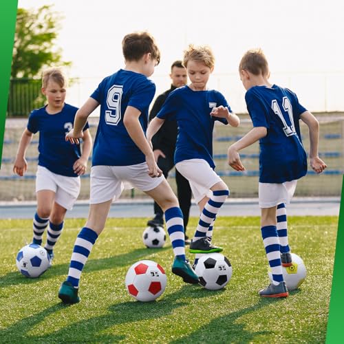 Leyndo Deflated Soccer Balls Size 5 Bulk with Pumps Deflated Soccer Balls with Pump Needles Set Christmas Operation Gifts for Adults Donation Charity Train Practice Game - color: Black, Red, Blue
