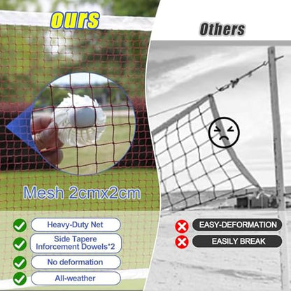 5ft-6.8ft Volleyball Poles, Volleyball/Badminton Net with Stand, Volleyballs Net Stand with Heavy Duty Base, Indoor & Outdoor Volleyballs Poles, Badminton Pole Set for Adults Kids School