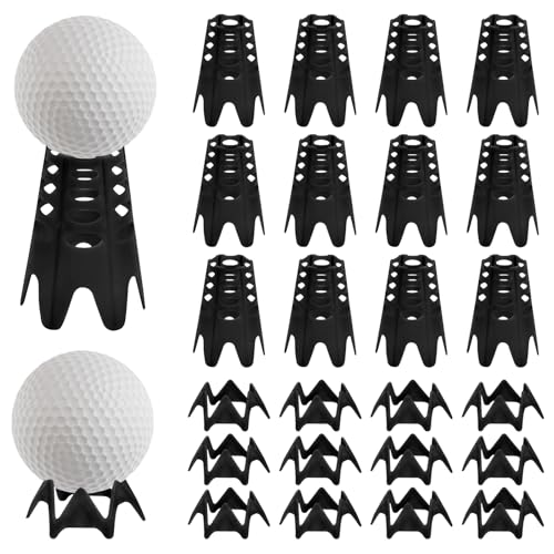 Golf Simulator Tees, 24PCS Golf Mat Tees for Indoor & Outdoor Practice, 12 Tall & 12 Short Golf Tees for Driving Range, Turf & Home Training, Black