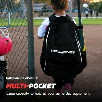 PowerNet Starter Backpack, Softball & Baseball Bag, Organized Pockets for Baseball Accessories, Helmet, Gloves, Catchers Gear & Baseball Bat Sleeves, Youth Travel Sports Backpack for Teams - style: 10-pack