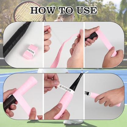 Tennis Racket Grip Tape, Ultra Thin Tacky Tennis Overgrip for Sweat Absorption & Control – Durable Anti-Slip Replacement Grip for Tennis, Badminton & Pickleball (3 Pack) - color: PINK