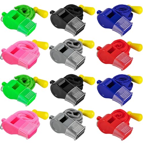 12 Packs Sports Whistles with Lanyard, for Coaches, Referees and Officials - color: Sky Blue