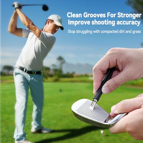 Golf Club Cleaner Brush Kit, Golf Groove Scrubber with Retractable Clip/Golf Groove Sharpener/Golf Towel/Brush Head, 4Oz Squeeze Bottle for Cleaning with Nylon Bristles, Golf Accessories for Men Women - style: CLEANER KIT