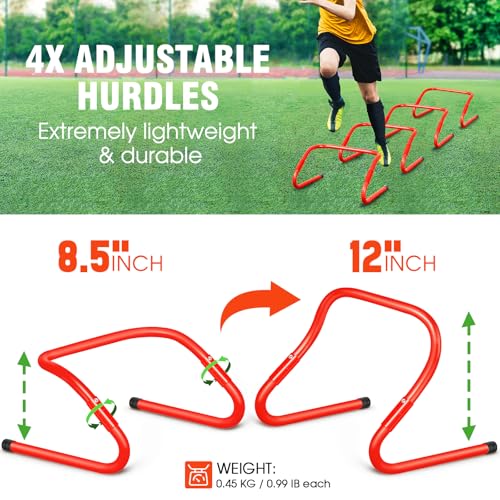X-UMEUS Agility Ladder Speed Training Equipment Set-20ft Agility Ladder,12 Soccer Cones,4 Hurdles, Jump Rope, Running Parachute| Basketball Football Soccer Training Equipment for Kids Youth Adults - color: yellow